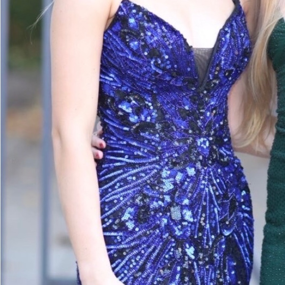 Primavera Royal Blue Sequin Homecoming Dress